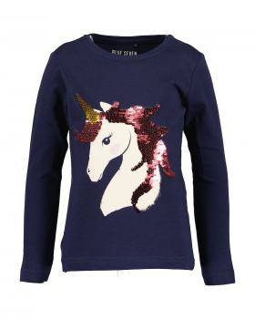 Longsleeve Einhorn Pailletten blau 110